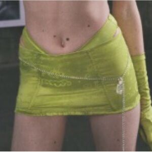 Heavenly Satin Open Back Skirt-Grassy Green Heavenly Musings Jacquard